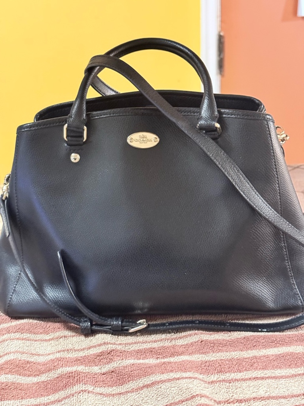 Coach Black Leather Margot Carryall Satchel Handbag - like NEW!